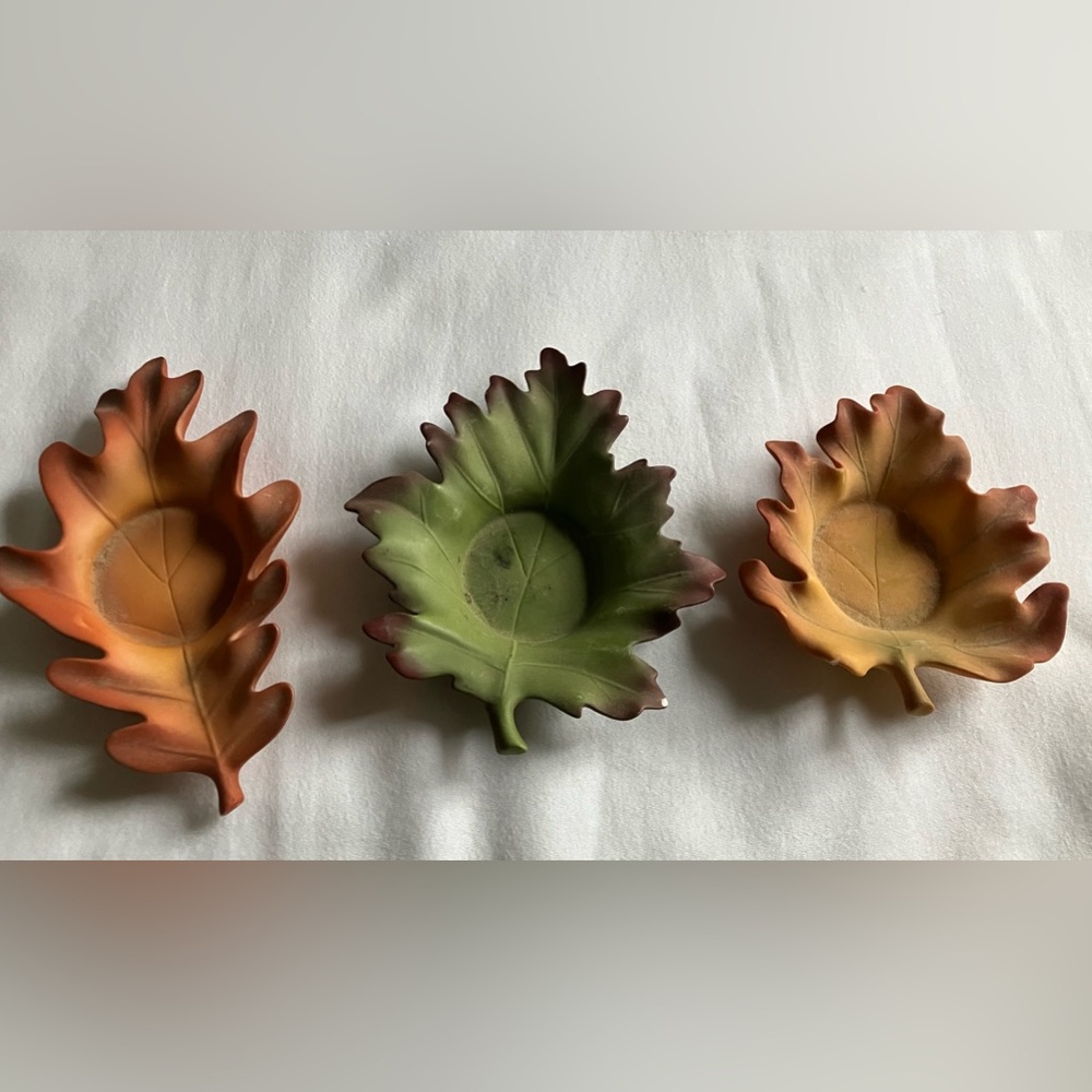 PARTYLITE  Set of 3 Whispering Leaves Tea Light Candle Holder Fall Maple…